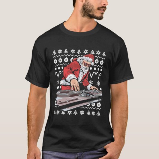Santa Claus Music Djクリスマスに醜い Tシャツ (正面)