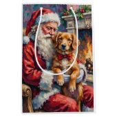 Santa Claus Nova Scotia Duck Tolling Retriever  ミディアムペーパーバッグ (正面)