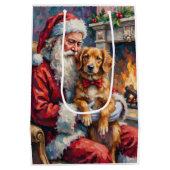 Santa Claus Nova Scotia Duck Tolling Retriever  ミディアムペーパーバッグ (裏面)