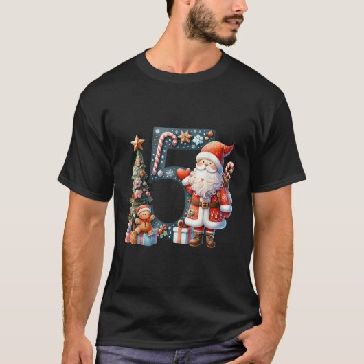 Santa Claus Number 5 Christmas Tree Snow  Tシャツ (正面)