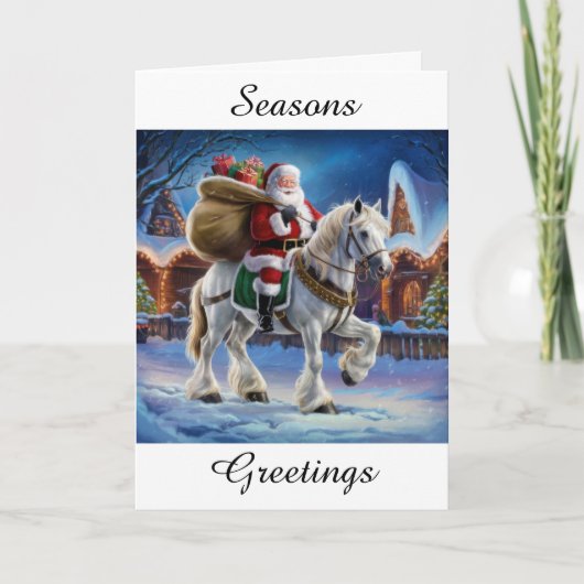 Santa Claus on a Horse Christmas Card カード (正面)