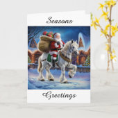 Santa Claus on a Horse Christmas Card カード (黄色い花)