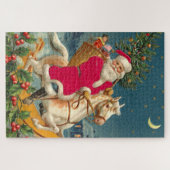 Santa Claus on a wooden horse ジグソーパズル (横)