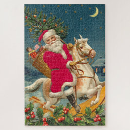 Santa Claus on a wooden horse ジグソーパズル