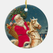 Santa Claus on a wooden horse セラミックオーナメント (裏面)