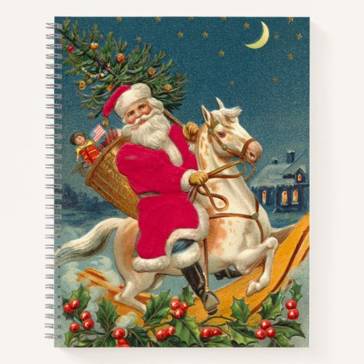 Santa Claus on a wooden horse ノートブック (正面)