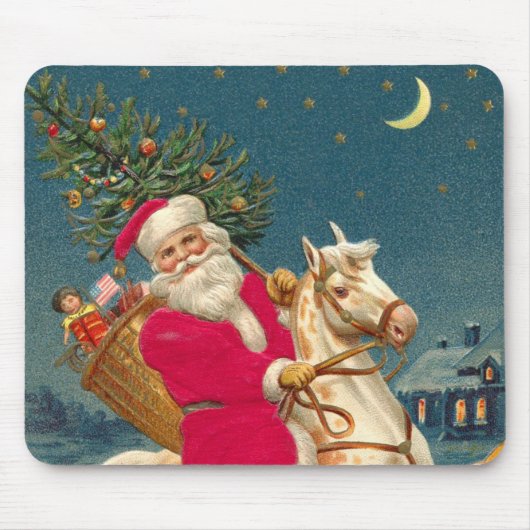 Santa Claus on a wooden horse マウスパッド (正面)