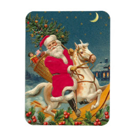 Santa Claus on a wooden horse マグネット