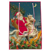 Santa Claus on a wooden horse ミディアムペーパーバッグ (裏面)