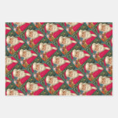 Santa Claus on a wooden horse ラッピングペーパーシート (正面)