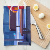 Santa Claus on Park bench キッチンタオル (四つ折り)