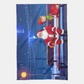 Santa Claus on Park bench キッチンタオル (縦)