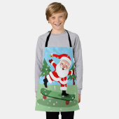 Santa claus on skateboard エプロン (着用した状態)