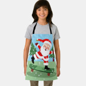 Santa claus on skateboard エプロン (インサイチュ)