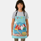 Santa Claus on the couch in pajamas エプロン (インサイチュ)