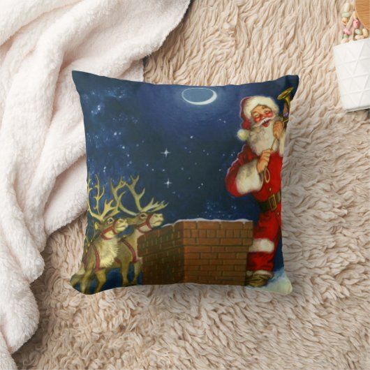 Santa Claus on the roof クッション (ブランケット)