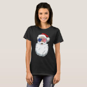 Santa Claus Patriotic USA Sunglasses Christmas in  Tシャツ (正面フル)