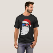 Santa Claus Patriotic Usa Sunglasses In July Santa Tシャツ (正面フル)