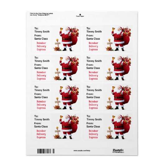 Santa Claus Personalize Child's Name Gift Labより ラベル (フルシート)