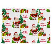 Santa Claus Personalize Name小妖精や小人 ラージペーパーバッグ (正面)