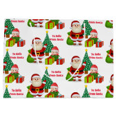 Santa Claus Personalize Name小妖精や小人 ラージペーパーバッグ (裏面)