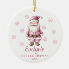 Santa Claus Personalized Girl's First Christmas セラミックオーナメント