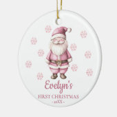 Santa Claus Personalized Girl's First Christmas セラミックオーナメント (左)