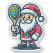 SANTA CLAUS - Pickleball Mascot Court Playerおもしろい シール (正面)