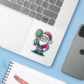 SANTA CLAUS - Pickleball Mascot Court Playerおもしろい シール (ノートパソコンとiPhone)