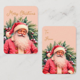 Santa Claus Pink Artsy Gift Tag Idea 名刺