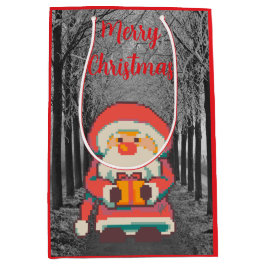 Santa Claus Pixelart Merry Christmas, Pixel Art  ミディアムペーパーバッグ