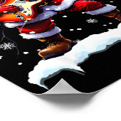 Santa Claus Playing B Guitar Christmas Xmas Music  ポスター (角)