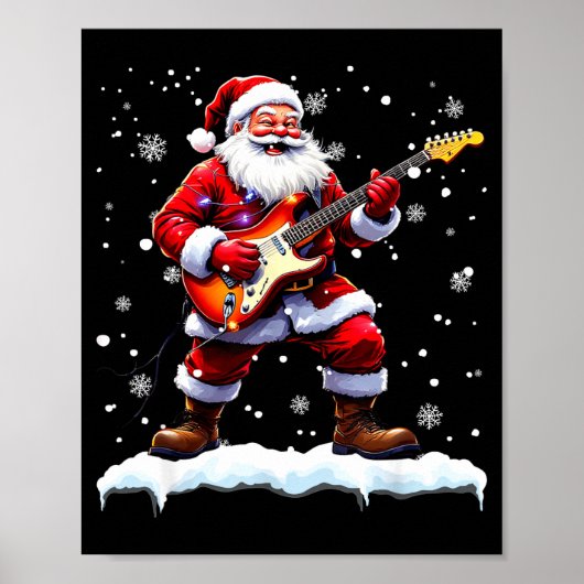 Santa Claus Playing B Guitar Christmas Xmas Music  ポスター (正面)