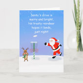 Santa Claus Playing Disc Golf with Reindeer カード (正面)