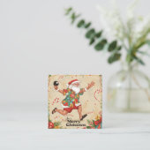 Santa Claus playing ping pong in a Hawaiian shirt スクエア名刺 (スタンド正面)