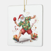 Santa Claus playing ping pong in a Hawaiian shirt セラミックオーナメント (左)