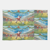 Santa Claus playing Soccer Christmas  キッチンタオル (横)