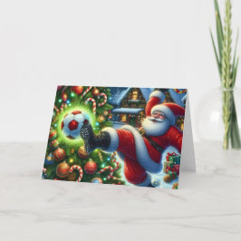 Santa Claus Playing Soccer Christmas シーズンカード