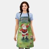 Santa Claus playing Soccer Christmas field  エプロン (着用した状態)