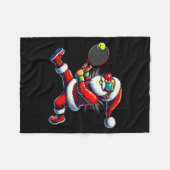 Santa Claus Playing Tennis Game Tennis Racket Chri フリースブランケット (正面(横))