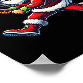 Santa Claus Playing Tennis Game Tennis Racket Chri ポスター (角)