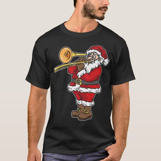 Santa Claus playing Trombone for Christmas Tシャツ (正面)