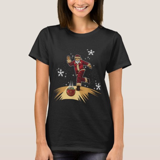 Santa Claus Plays Bowling Xmas Gift For Your Bow T Tシャツ (正面)
