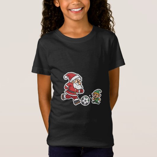 Santa Claus Plays Soccer with a Naughty Goblin Tシャツ (正面)