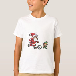Santa Claus Plays soccer with a Naughty Goblin Tシャツ