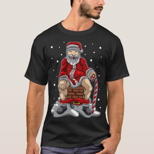 Santa Claus Poops In The Chimney  Christmas Retali Tシャツ (正面)