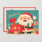 Santa Claus Preparing Christmas Gifts シーズンポストカード (正面/裏面)