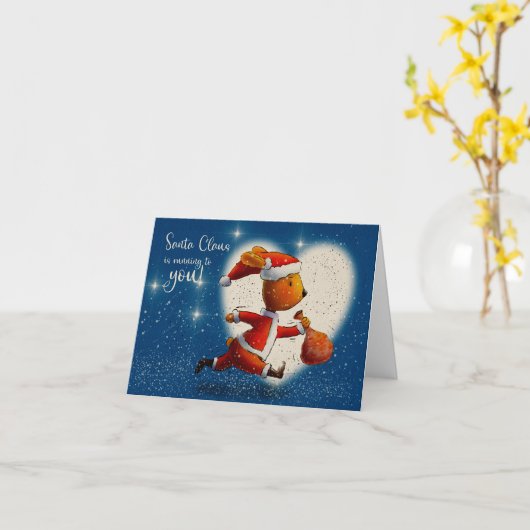 Santa Claus Rabbit is running to you カード (黄色い花)