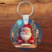 Santa Claus Reading a Book by Candlelight キーホルダー (裏面)