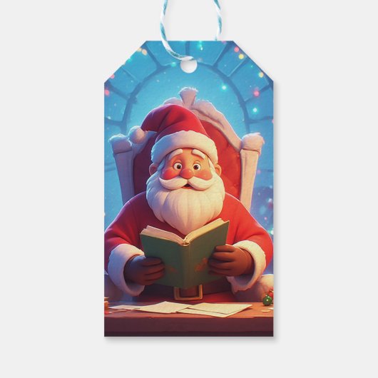 Santa Claus Reading a Book by Candlelight ギフトタグ (裏面)